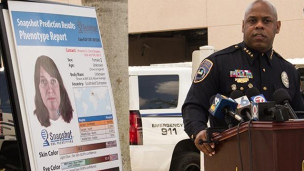 Hallandale Beach Police Chief Dwayne Flournoy unveils DNA Phenotyping composite of suspect in Hallandale Beach condo double murders.